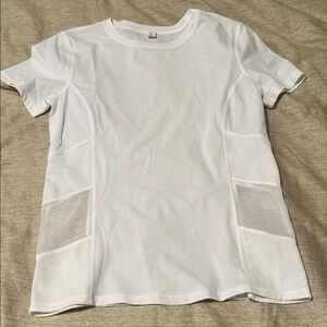 White Mesh Panel T-Shirt